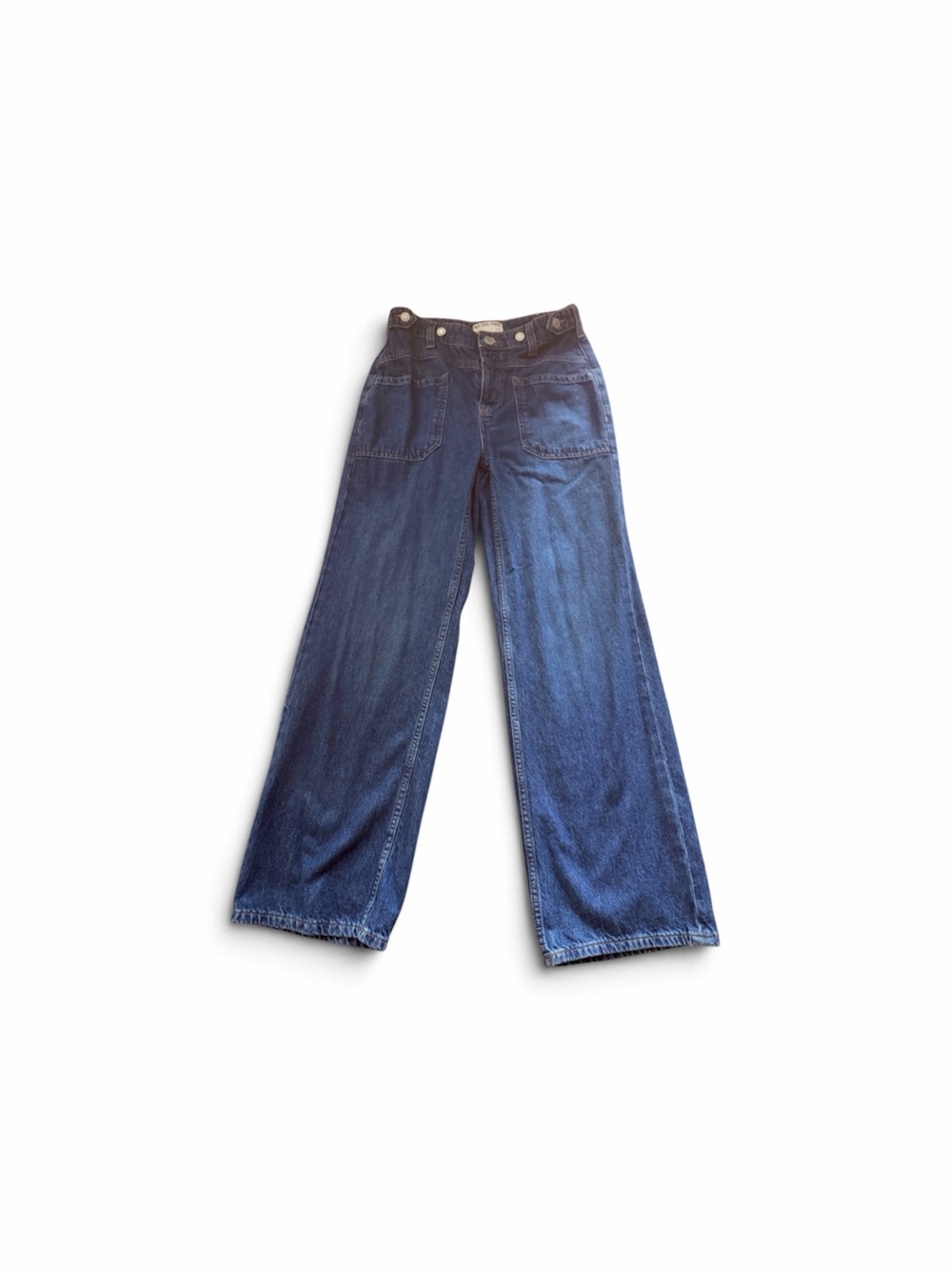Wide Leg High Waisted Women's Jeans in Dark Blue